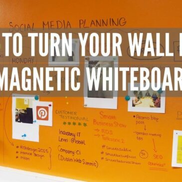 Social Media planning on a magnetic whiteboard wall